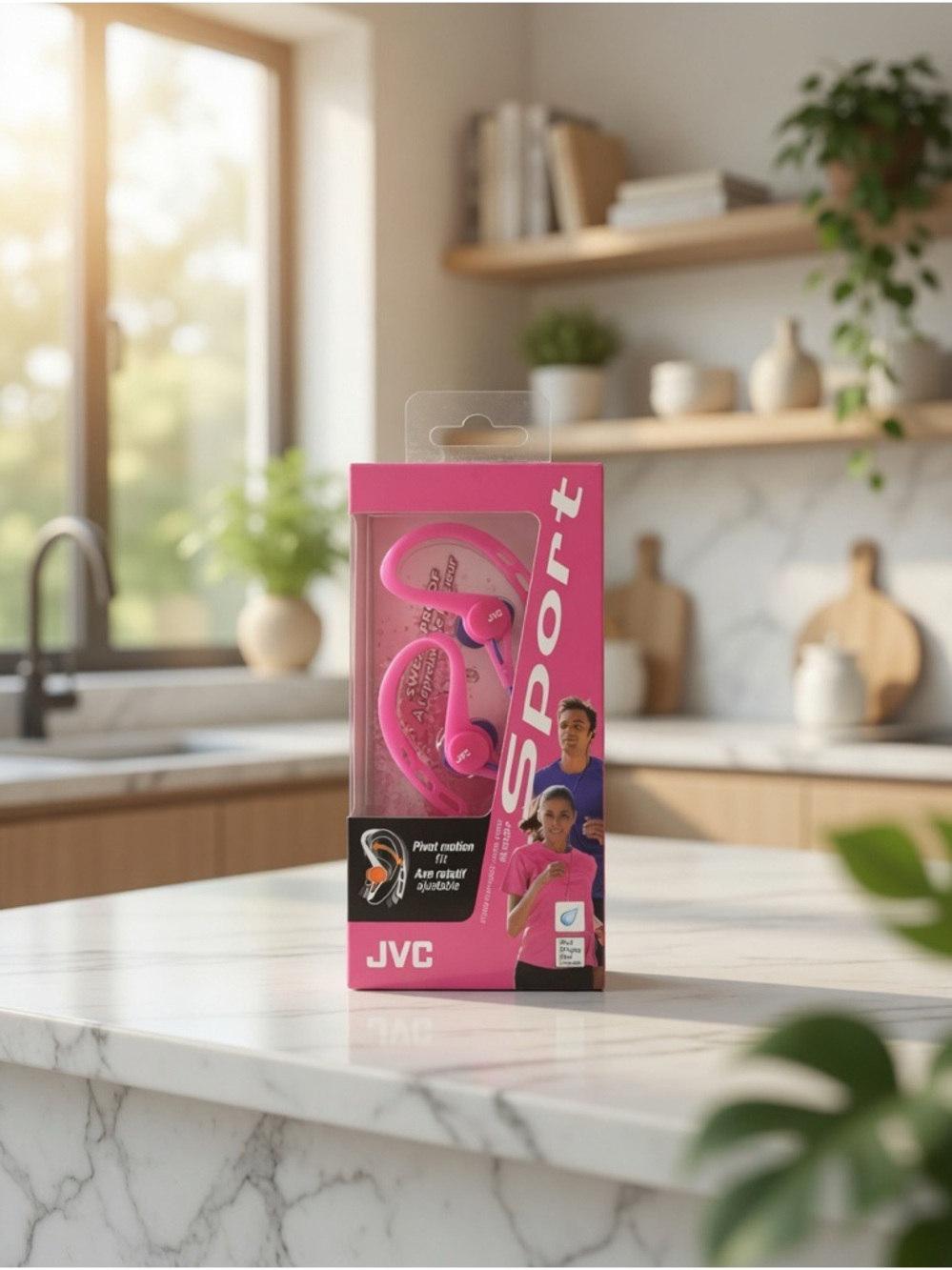 JVC HAECX20P Sports Clip Inner Ear Headphones, Pink